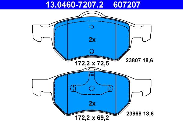 ATE 13.0460-7207.2 - Brake Pad Set, disc brake autospares.lv