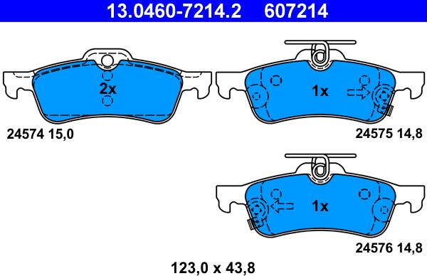 ATE 13.0460-7214.2 - Brake Pad Set, disc brake autospares.lv