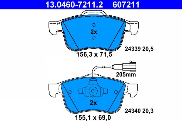 ATE 13.0460-7211.2 - Brake Pad Set, disc brake autospares.lv