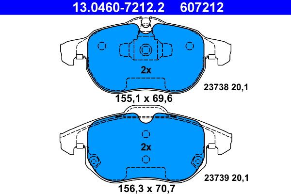 ATE 13.0460-7212.2 - Brake Pad Set, disc brake autospares.lv