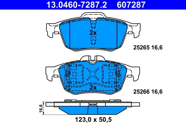 ATE 13.0460-7287.2 - Brake Pad Set, disc brake autospares.lv