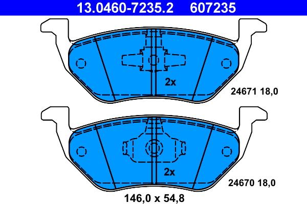 ATE 13.0460-7235.2 - Brake Pad Set, disc brake autospares.lv