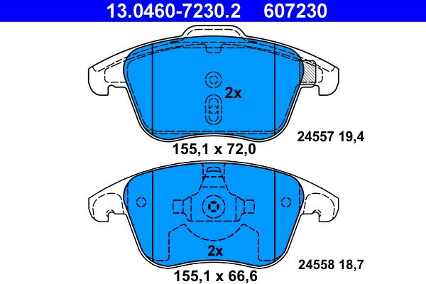 ATE 13.0460-7230.2 - Brake Pad Set, disc brake autospares.lv