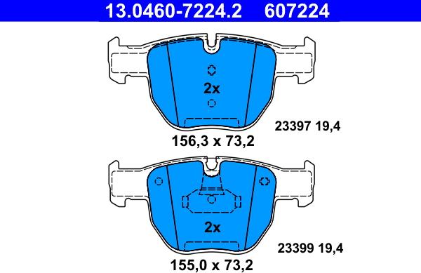ATE 13.0460-7224.2 - Brake Pad Set, disc brake autospares.lv
