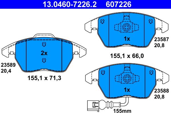 ATE 13.0460-7226.2 - Brake Pad Set, disc brake autospares.lv