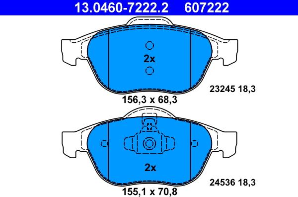 ATE 13.0460-7222.2 - Brake Pad Set, disc brake autospares.lv