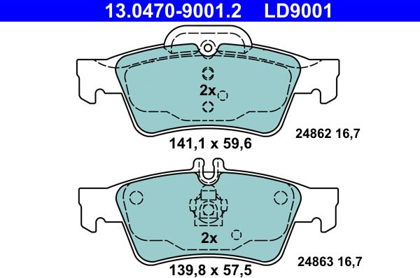 ATE 13.0470-9001.2 - Brake Pad Set, disc brake autospares.lv