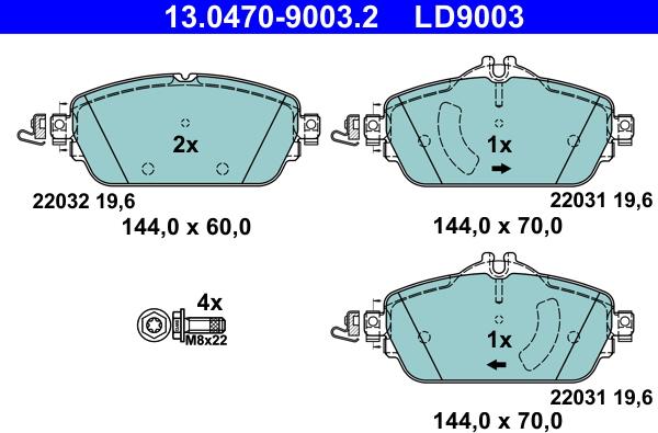 ATE 13.0470-9003.2 - Brake Pad Set, disc brake autospares.lv