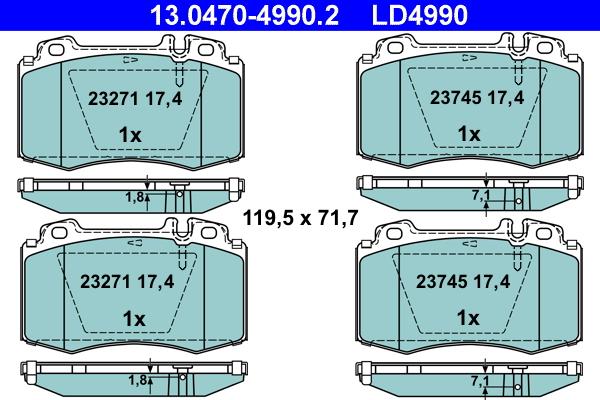 ATE 13.0470-4990.2 - Brake Pad Set, disc brake autospares.lv