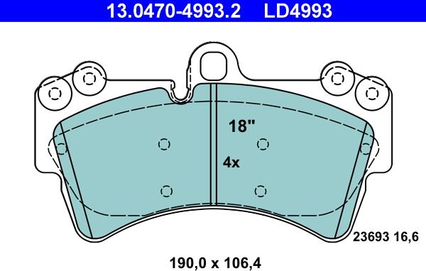 ATE 13.0470-4993.2 - Brake Pad Set, disc brake autospares.lv