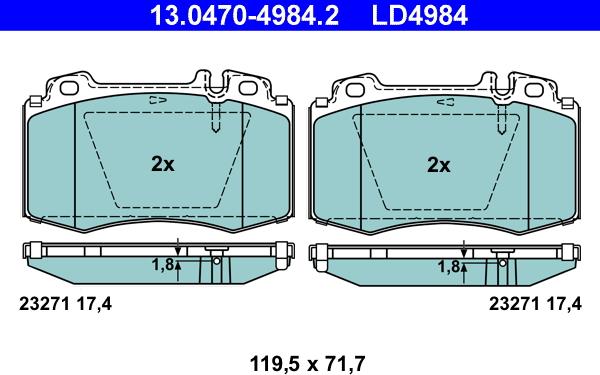 ATE 13.0470-4984.2 - Brake Pad Set, disc brake autospares.lv