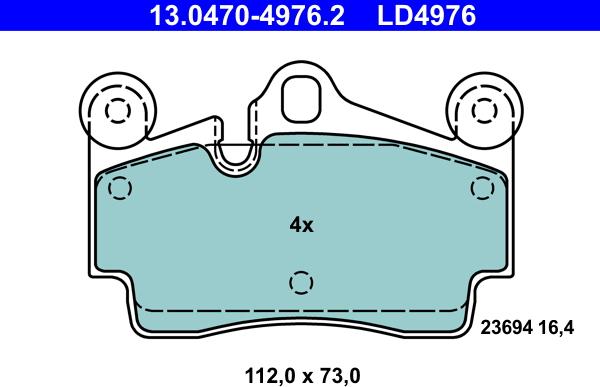 ATE 13.0470-4976.2 - Brake Pad Set, disc brake autospares.lv