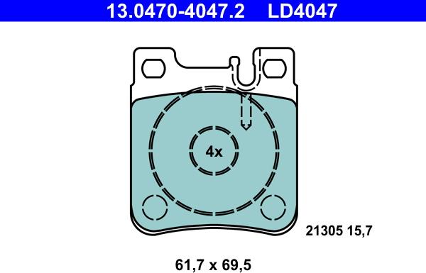 ATE 13.0470-4047.2 - Brake Pad Set, disc brake autospares.lv