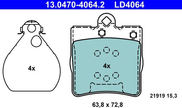 ATE 13.0470-4064.2 - Brake Pad Set, disc brake autospares.lv