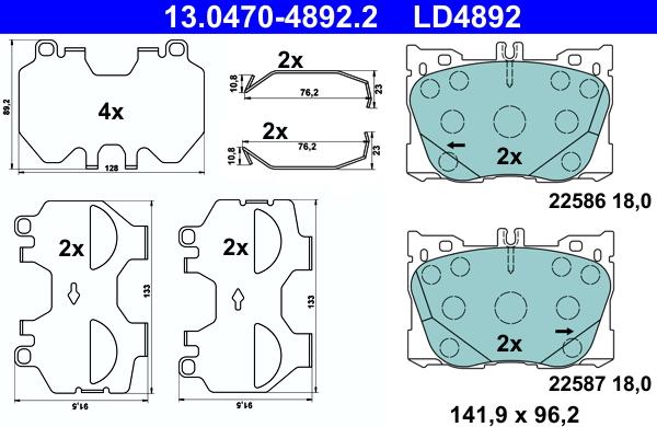 ATE 13.0470-4892.2 - Brake Pad Set, disc brake autospares.lv