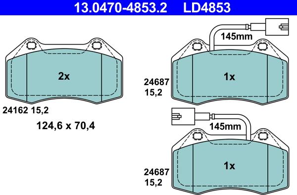 ATE 13.0470-4853.2 - Brake Pad Set, disc brake autospares.lv