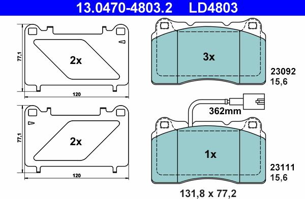 ATE 13.0470-4803.2 - Brake Pad Set, disc brake autospares.lv