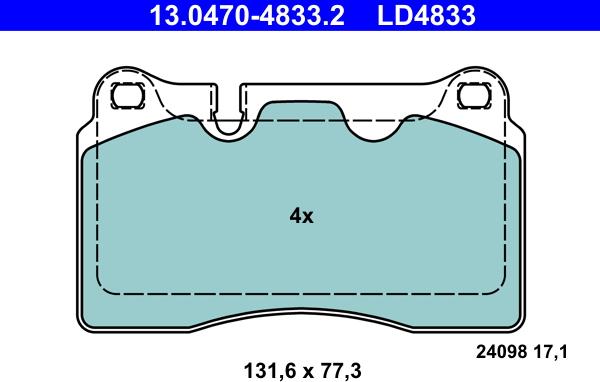 ATE 13.0470-4833.2 - Brake Pad Set, disc brake autospares.lv