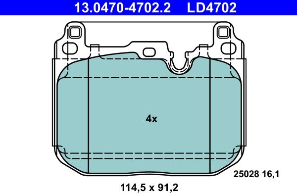 ATE 13.0470-4702.2 - Brake Pad Set, disc brake autospares.lv