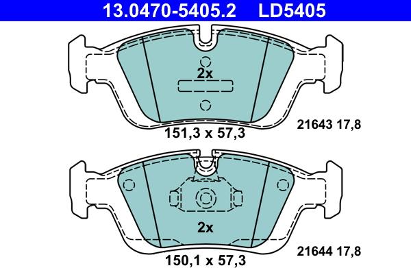 ATE 13.0470-5405.2 - Brake Pad Set, disc brake autospares.lv