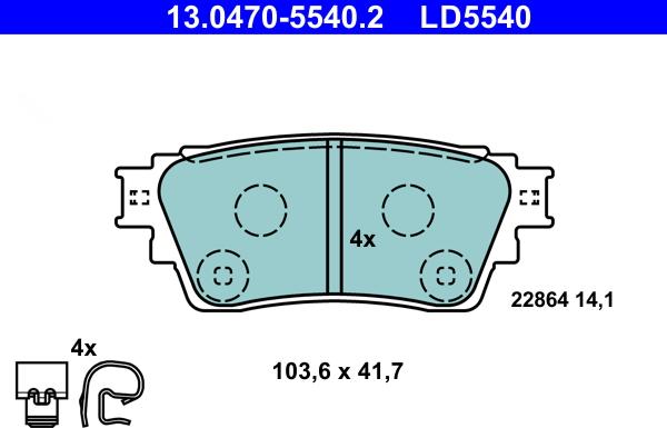 ATE 13.0470-5540.2 - Brake Pad Set, disc brake autospares.lv