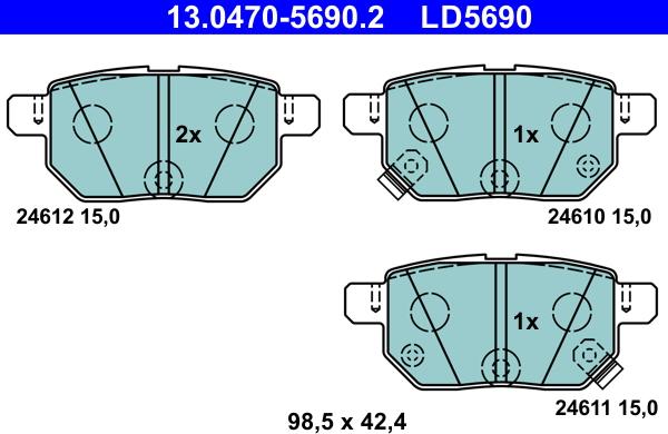 ATE 13.0470-5690.2 - Brake Pad Set, disc brake autospares.lv