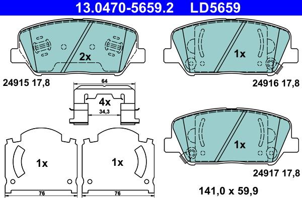 ATE 13.0470-5659.2 - Brake Pad Set, disc brake autospares.lv