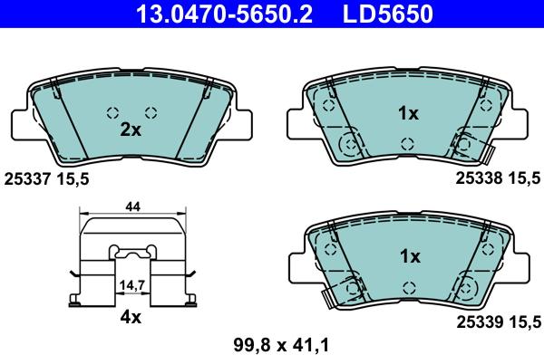 ATE 13.0470-5650.2 - Brake Pad Set, disc brake autospares.lv