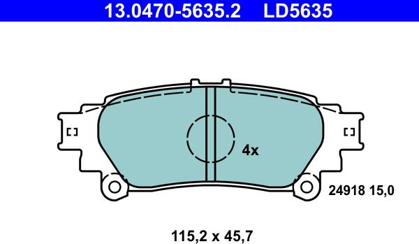 ATE 13.0470-5635.2 - Brake Pad Set, disc brake autospares.lv