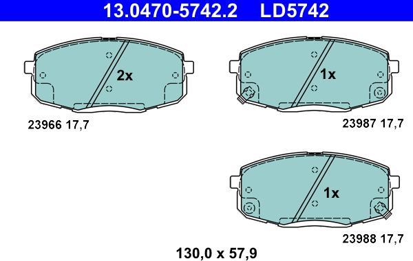 ATE 13.0470-5742.2 - Brake Pad Set, disc brake autospares.lv