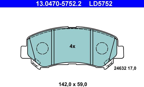 ATE 13.0470-5752.2 - Brake Pad Set, disc brake autospares.lv