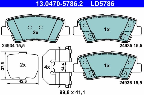 ATE 13.0470-5786.2 - Brake Pad Set, disc brake autospares.lv