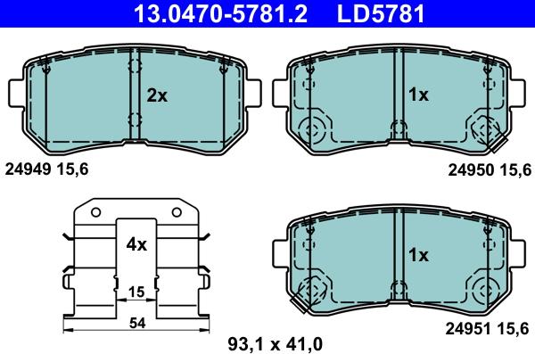 ATE 13.0470-5781.2 - Brake Pad Set, disc brake autospares.lv