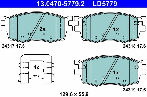 ATE 13.0470-5779.2 - Brake Pad Set, disc brake autospares.lv