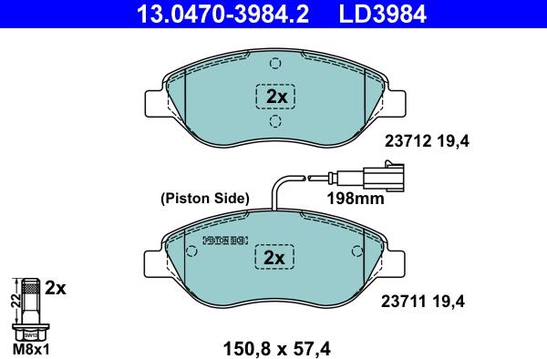 ATE 13.0470-3984.2 - Brake Pad Set, disc brake autospares.lv