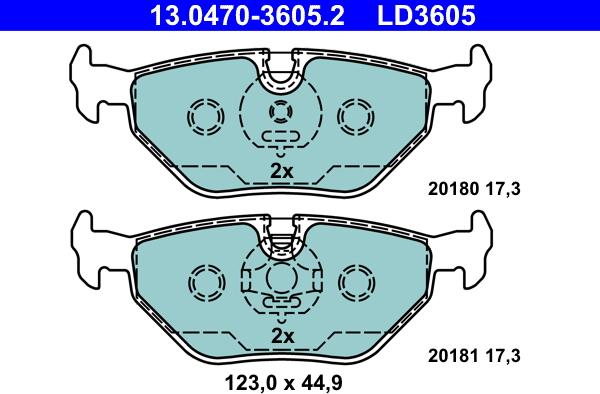 ATE 13.0470-3605.2 - Brake Pad Set, disc brake autospares.lv