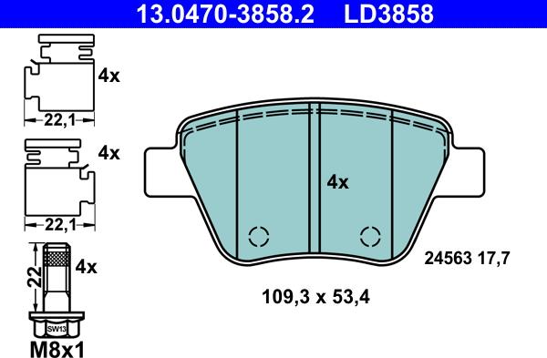 ATE 13.0470-3858.2 - Brake Pad Set, disc brake autospares.lv