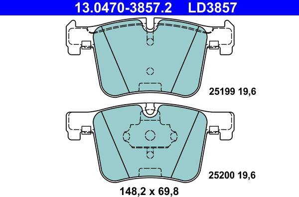 ATE 13.0470-3857.2 - Brake Pad Set, disc brake autospares.lv