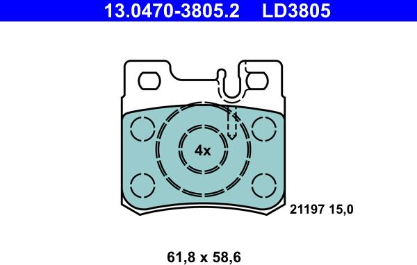 ATE 13.0470-3805.2 - Brake Pad Set, disc brake autospares.lv