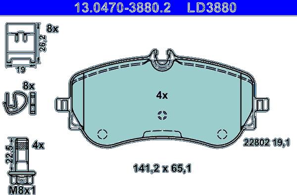 ATE 13.0470-3880.2 - Brake Pad Set, disc brake autospares.lv