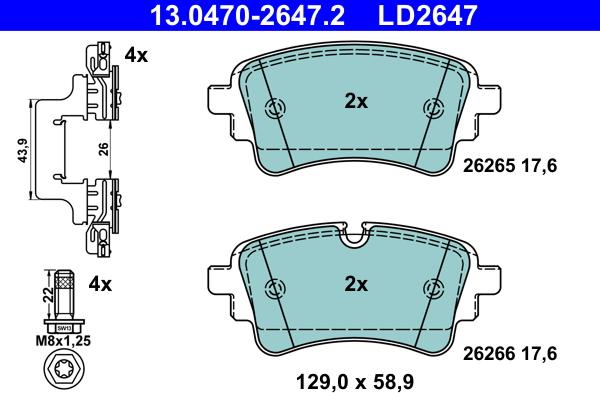 ATE 13.0470-2647.2 - Brake Pad Set, disc brake autospares.lv