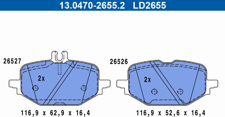 ATE 13.0470-2655.2 - Brake Pad Set, disc brake autospares.lv