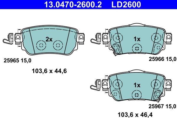 ATE 13.0470-2600.2 - Brake Pad Set, disc brake autospares.lv