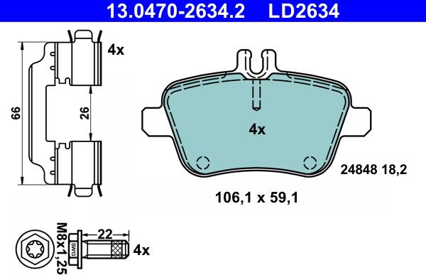 ATE 13.0470-2634.2 - Brake Pad Set, disc brake autospares.lv