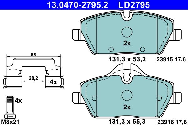 ATE 13.0470-2795.2 - Brake Pad Set, disc brake autospares.lv