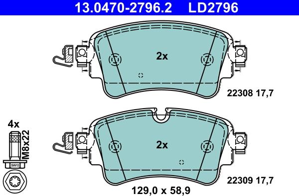 ATE 13.0470-2796.2 - Brake Pad Set, disc brake autospares.lv