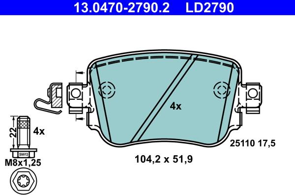 ATE 13.0470-2790.2 - Brake Pad Set, disc brake autospares.lv
