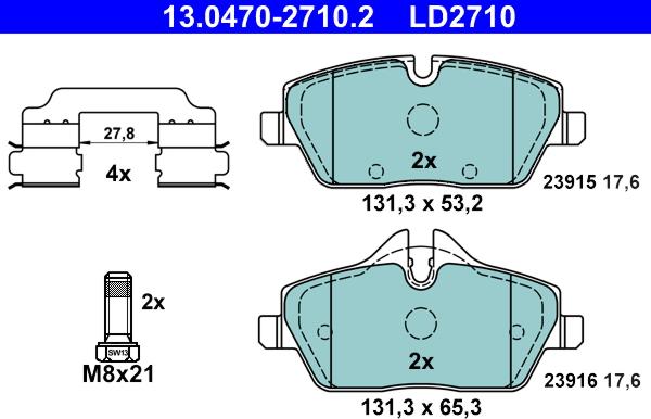 ATE 13.0470-2710.2 - Brake Pad Set, disc brake autospares.lv