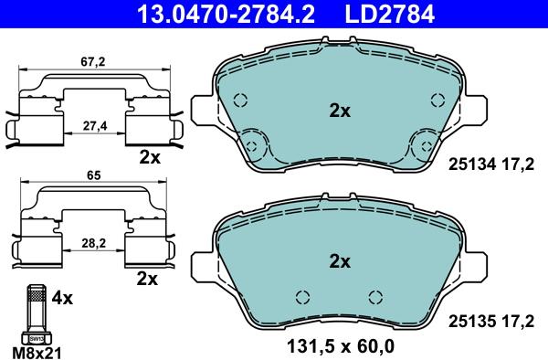 ATE 13.0470-2784.2 - Brake Pad Set, disc brake autospares.lv