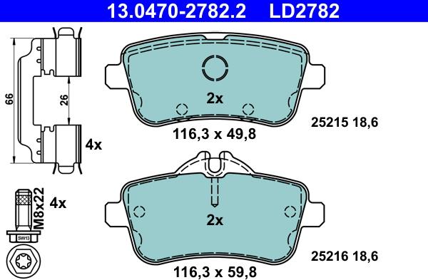 ATE 13.0470-2782.2 - Brake Pad Set, disc brake autospares.lv